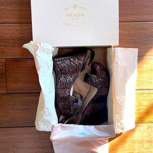 Genuine Prada wedge sandals leather